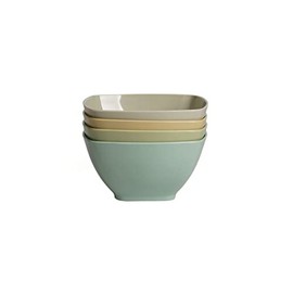 M&BGWPP - Cuencos cuadrados de melamina de plástico para cereales, cuencos cuadrados pequeños de 27 onzas para aperitivos, postre, ensalada, yogur, juego de 4 cuencos cuadrados para servir helado, sopa, guarniciones (multicolor)