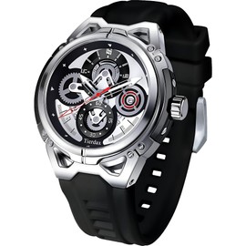 Tierdax GQ-AS23-01 Men's Modern Watch - Japanese Quartz, Alloy Case, Silicone Strap, Synthetic Sapphire Crystal, Date Window, 3ATM Waterproof & Luminous Markers (Black)