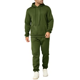Men's Tracksuits 2 Piece Casual Long Sleeve Sweatsuits Athletic Hoodie and Sweatpants Set Jogging Suit(L,Green)