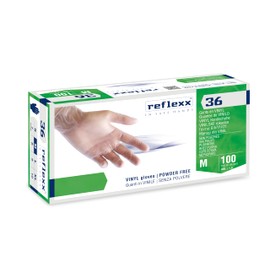 Reflexx R36 Powder Free Vinyl Gloves, Medium, Clear, 100