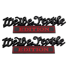Pair Set WE The People Edition Raised Letters Emblem 3D Badge Sticker Decal Replacement for Vehicle, Truck, SUV, Door Decoration (Black Red)