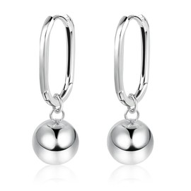 ASH'S CHOICE Silver 925 Women's Earrings, 14K Gold Earrings, Dupes Small Hoop Earrings with Ball Heart Pendant Drop Earrings Silver 925 Earrings Hanging Thick Lightweight Chunky Water Drop Earrings,