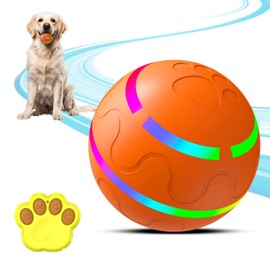 Smart Interactive Dog Ball, Remote Control Interactive Dog Toys, Automatic Moving, Safe Material Jumping Ball for Dogs, Rechargeable Vibrating Bouncing Toys for Medium Large Dogs, Pets - Orange