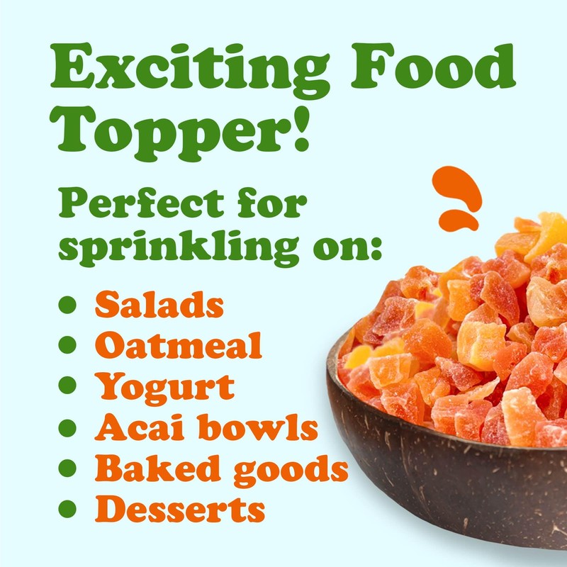 Food to Live Dried Diced Papaya, 8 Ounces Kosher, Vegan,