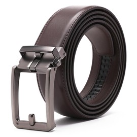 Fabio Valenti Mens Belt,Ratchet Belt Dress with 1 3/8" Genuine Leather with Easier Adjustable Buckle, Trim to Fit (2096 Brown, Adjustable 46”)