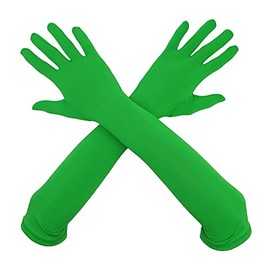 Gaoin Unisex 18" Elbow Length Stretchy Spandex Gloves for Costume Party Cosplay Bridesmaids (Green)