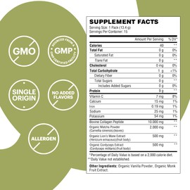 Wellthy Collagen Superfood Powder, Supports Hair, Skin, Nails, Cognition & Energy, Matcha, Mushroom Powder - Organic Lion's & Cordyceps Extracts, Certified Organic Matcha, Allergen-Free & Non-GMO
