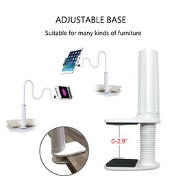 Gooseneck Phone Tablet Stand Holder, Flexible Long Arm Stand Clamp Clip for Tablet Phone, Adjustable Phone Stand Tablet Holder Clamp for Desk Bed Compatible with 4-10.5 Inches Device