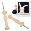 2Pcs Punch Needle Embroidery Kit Wooden Handle Yarn Needle DIY