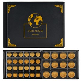 Pack of 300 Coin Album, Coin Storage, 2 Euro Coins Scrapbook Coin Collection for Collectors, Coin Holder, Scrapbook Display, Storage Box for Collectors, Coins Storage Display (Black)
