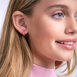 925 Sterling Silver Classic Small Yellow Gold Flashed Hoop Huggie Earrings for Girls Teens 12mm - Hypoallergenic Safe And Comfortable For Kids With Sensitive Ears