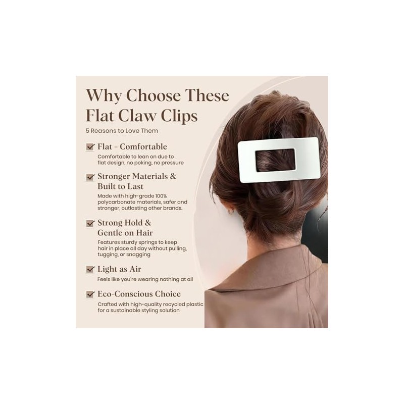 pinzas para el cabello planas medianas para mujer, pinzas rectangulares