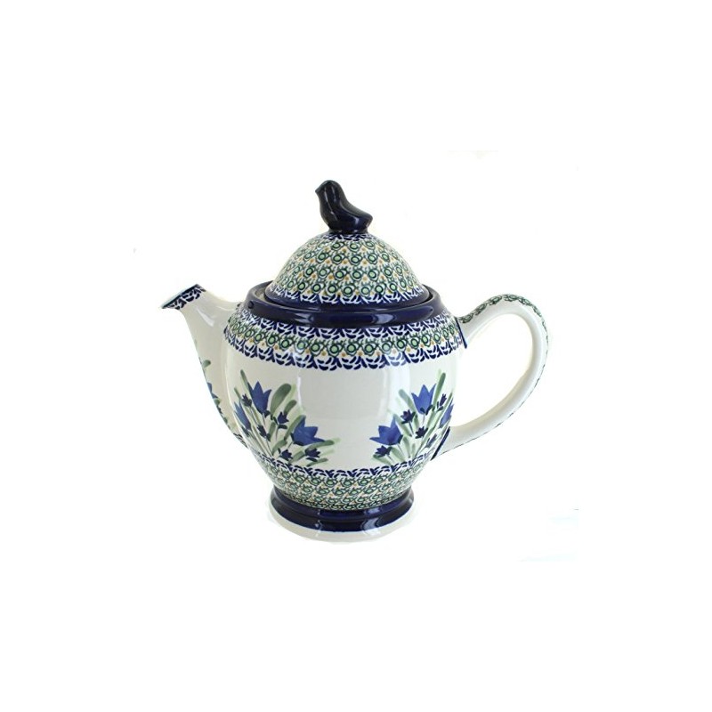 Blue Rose Polish Pottery Blue Tulip Coffee Pot
