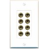 RiteAV 8 Banana 4 Speaker Surround Female Coupler Binding Post Wall Plate