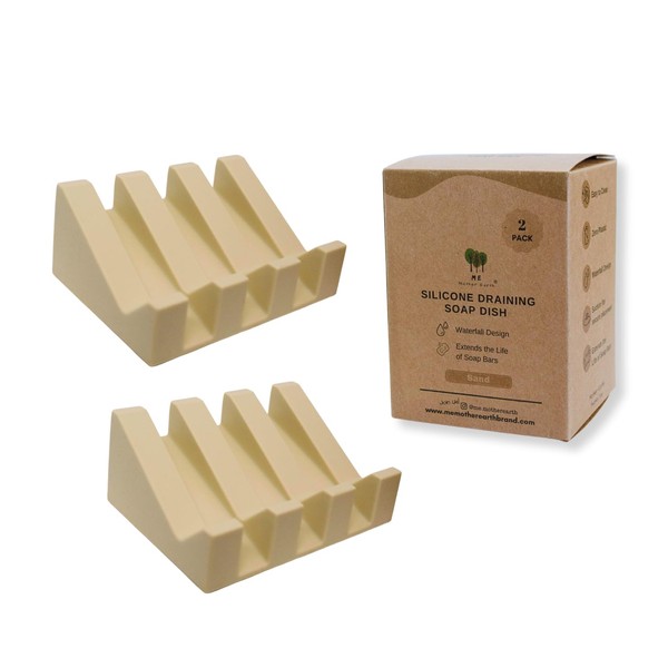ME MOTHER EARTH Silicone Soap Dish – 2 Pack (Sand),