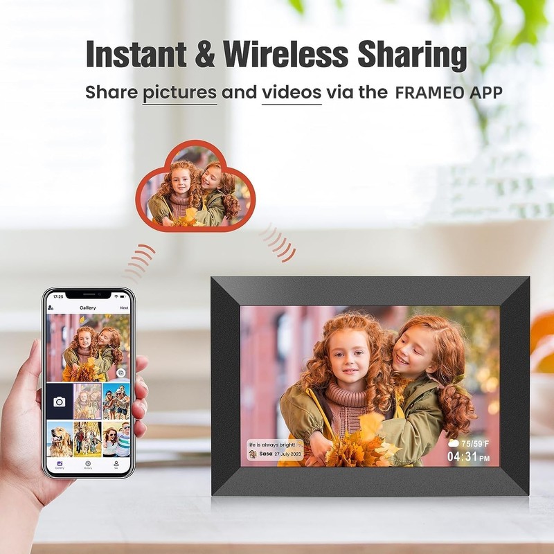 Aorpdd 10.1 Inch HD WiFi Digital Photo Frame, 16:10 Touchscreen
