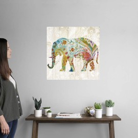 CANVAS ON DEMAND Boho Paisley Elephant II Wall Decal, Elephant Artwork
