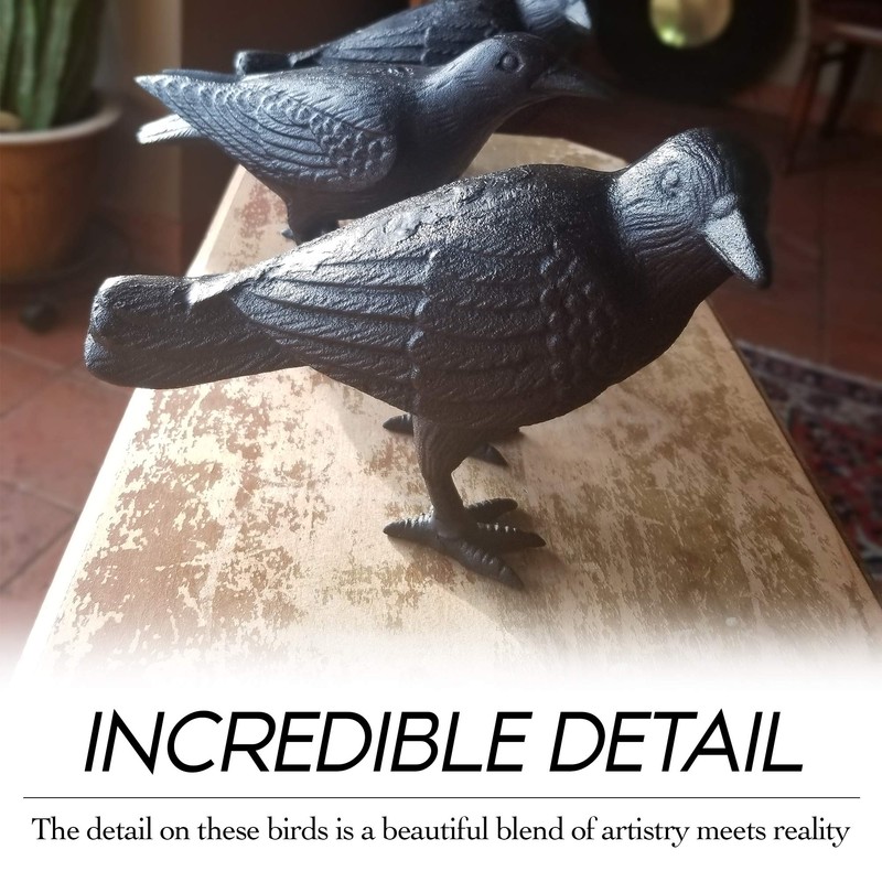 NACH Cast Iron Crow Statue, Head to Side Raven, Large