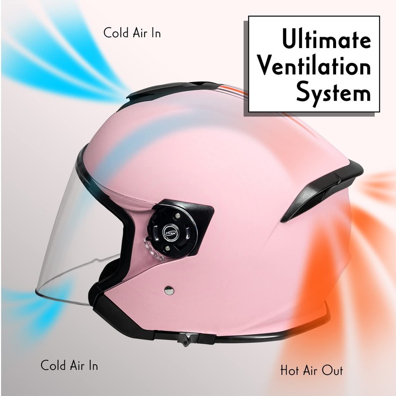 VCAN V88 3/4 Open Face Motorcycle Scooter Helmet ECE &