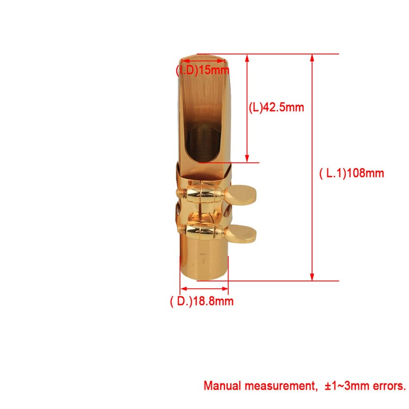 Yibuy Golden Brass #7 B Flat Tenor Saxophone Mouthpiece Kit