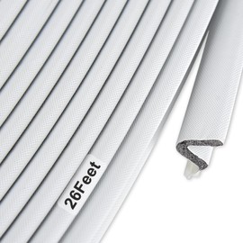 Bouiexye White Door Weather Stripping Soundproof Dustproof Door Seal Strip 26 Feet for Doors and Windows Frame Replacement V-Shaped Q Foam Card Slot Installation Seals