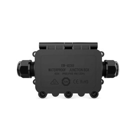 Arector Outdoor IP68 Waterproof Junction Box, 2 Way M20 Coaxial Underground Cable Connector for 5-12mm Wire Range External Electric Power Cord Boxes-Black