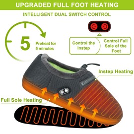RTDEP Foot Warmer, Electric Foot Warmer with 5000mAh Battery, Heated Slippers Women Men, Smart Dual Independent Switch Heated Shoes for Feet Warmers Winter Warm