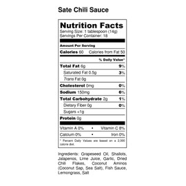 Wynn's Kitchen Sate Asian Chili Sauce (KETO, Sugar Free, Paleo, All Natural Ingredients, No MSG, Gluten Free)