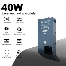 AENBUSLM 40W Laser Module with Built-in Air Assist, Fixed-Focus, Double Ultra-Fine Compressed Spot for CNC Carving, Engraving & Cutting on Wood, Metal, Acrylic & Paper - Class 4