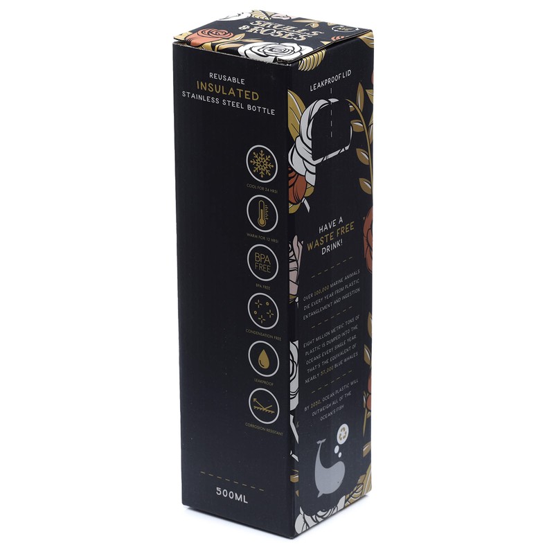 Puckator Skulls and Roses Stainless Steel Bottle