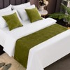 AMBERIS Bed Runner Green, Chenille Soft No Fading Modern Bed