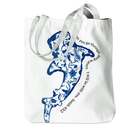 Positive Vintage Floral Beachy Ocean Whale Shark Gifts Christian Gifts Canvas Tote Bag, Reusable Grocery Bags for Shopping, Work Yoga Cotton Beach Totes for Women, Girl Christmas Graduation Religious