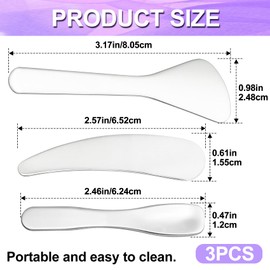 Pndeyo 3pcs Mini Metal Makeup Spatula, Reusable Cosmetic Cream Spatulas Spoon, Skincare Scoop Applicator Facial Massage Beauty Tools for Mixing and Sampling Face Eye Cream- Silver