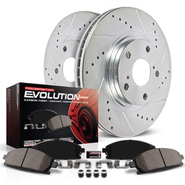 Power Stop K5109 Front Z23 Carbon Fiber Brake Pads with Drilled & Slotted Brake Rotors Kit