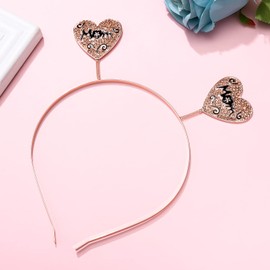 NVENF Diadema para el día de la madre para mujer, con diamantes de imitación, corazón de cristal, para el pelo, regalo del día de la madre (champán)