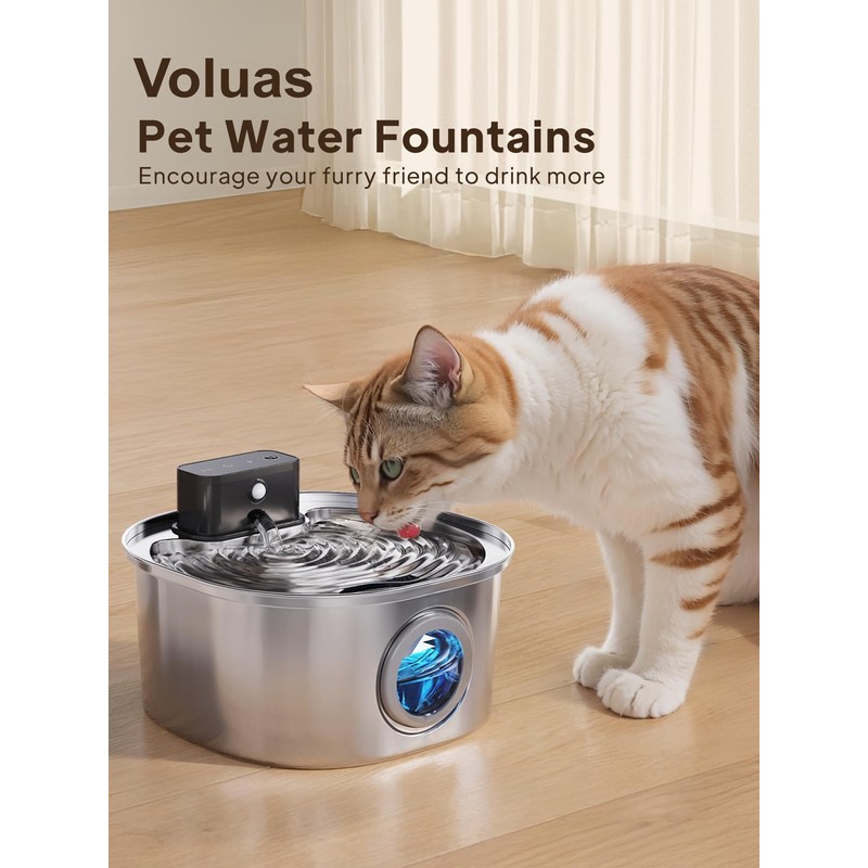 Voluas Replacement Cat Water Fountain Filters, 3 Filters and Pre-Filter