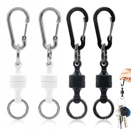 KIWOP Llaveros para Hombre, 4 Pcs Magnetic keychain, Gran Fuerza Magnética, Capacidad de Carga de 1.5 kg, Se Puede Fijar Llaves del Coche, Facilita el Acceso a las Llaves(Negros y Blancos)