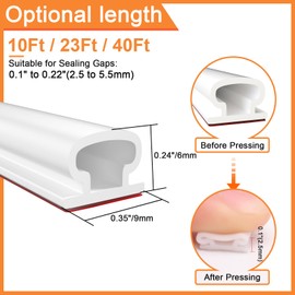 alophoty 40 Ft Rubber Door Weather Stripping Door Seal Strip, D Shaped Rubber Door Seal Strip for Door Frame, Self Adhesive Door Soundproofing Strip, Rubber Weatherstripping for Doors Windows