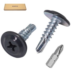 SKIR'CO (Pack of 400) Painted 4.2 x 16 mm Self Drilling Screws, Phillips Modified Truss Head, Tapping Screw, Flat Head (400, Anthracite Grey RAL 7016)