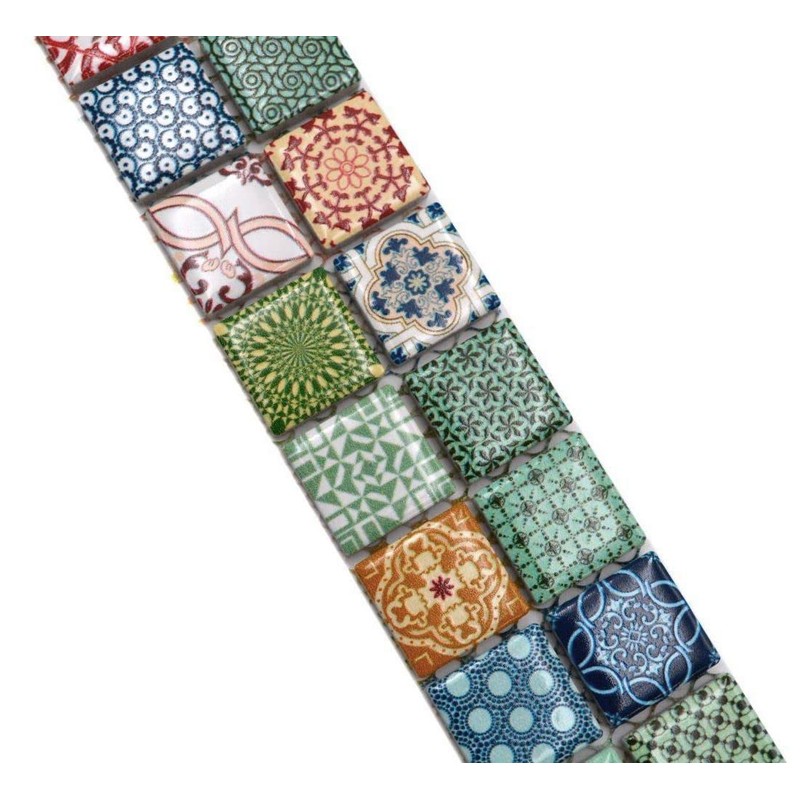 Mosaic Borde Multicoloured Retro Look Ceramic Matt Square Wall Floor