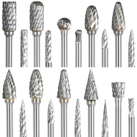 CATITO 20Pcs Carbide Burr Set 1/8" Shank Die Grinder Bits Rotary File Rasp Attachments Cutting Burrs Metal Grinding Engraving Porting