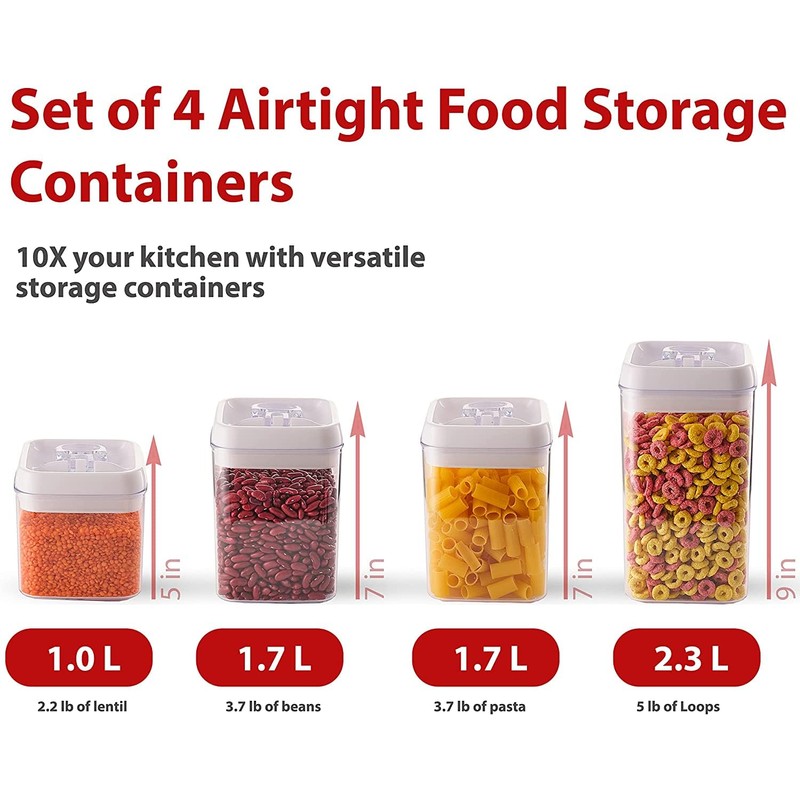 BPC Stackable Kitchen Containers Crystal Clear Plastic Containers for Dry