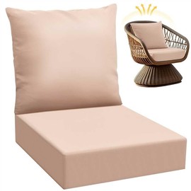 Patelai 1 Set Outdoor Deep Seating Cushions for Patio Furniture 24 x 24 Inch Waterproof Fade Resistant Patio Furniture Back Pads and Chair Cushions Replacement for Pool Yard Garden Couch (Beige)
