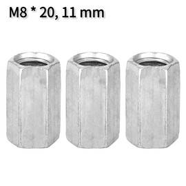 Fafeicy Pack of 10 M8 Long Bar Nuts, Hex Sleeve Nuts, Carbon Steel, Galvanised Spacer Thread Fixings (M8 x 20)
