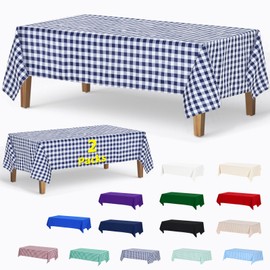 ABCCANOPY 2 Pack Rectangle Polyester Tablecloth 60 x 102 Inch Checkered Indoor Outdoor Stain-Resistant Washable Heavy-Duty Fabric Table Cover Elegant Home Decor Navy Blue and White Gingham