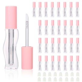 COSIDEA 30pcs Empty 2.5ml/0.08oz Pink lip gloss tubes with wand unique Wave shape lipgloss tube container small capacity for lip Tint DIY (30)