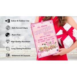 All Aboard the Candy Land Express Metal Tin Sign Vintage Retro Winter Farmhouse Decorative for Kitchen Cafe Bar Home Candy Shop Decor Art Poster 8x12 inch