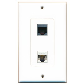 RiteAV 1 Port Cat5e Ethernet White 1 Port RJ45 Shielded Wall Plate Oversized Jumbo MIDI