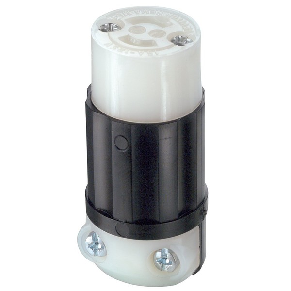 Leviton ML1-C 15 Amp, 125 Volt, Locking Connector, Non-Grounding, Industrial Grade, MiniLock, Black-White