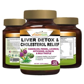 Liver Cleanse Detox Milk Thistle Extracts Silymarin, Artichoke, Dandelion, Vit B